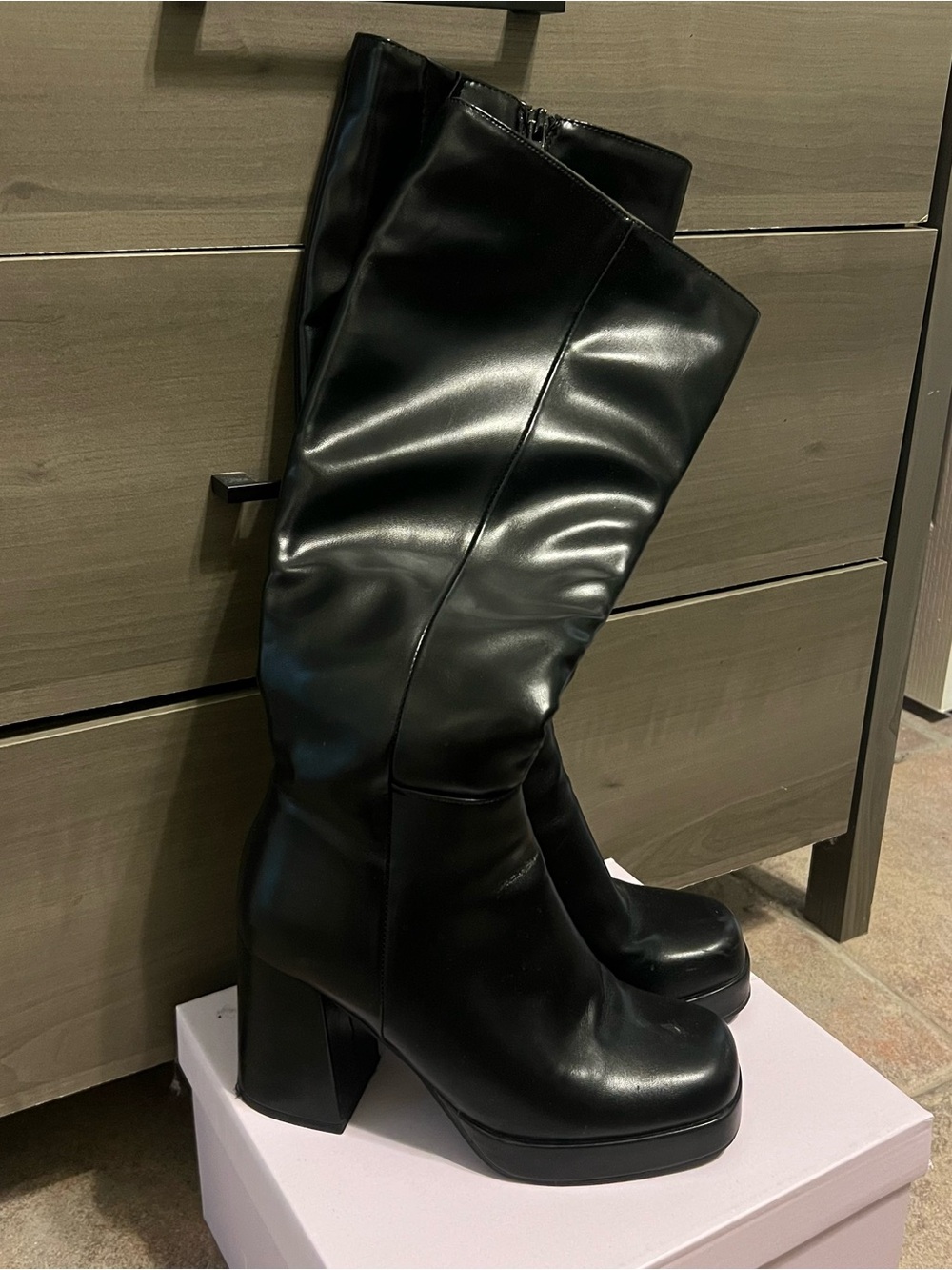 Top Moda Black Knee-High Platform Boots